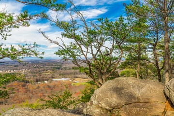 view down the bluff of hill top from the cliff lookout