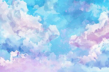 Fototapeta premium A serene painting of clouds in a clear blue sky. Perfect for adding a touch of tranquility to any project