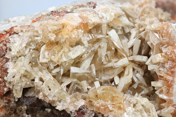 Baryte, also called barite or barytes, crystals on a fluorite matrix