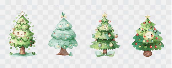 Christmas tree watercolor isolated graphic transparent