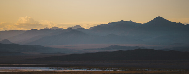 Peaceful sunrise scene over the majestic mountains in the United States