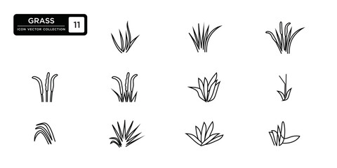 Grass icons collection, vector icon templates editable and resizable.