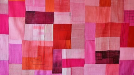 Fototapeta premium Fabric in pink color with large squares
