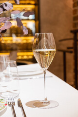 white wine in the restaurant