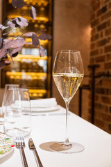 white wine in the restaurant