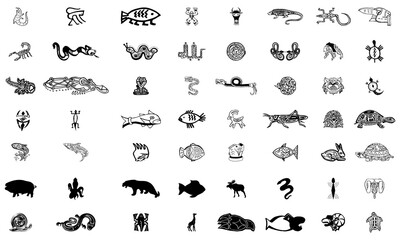 Ancient animal art symbol bundle