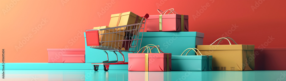 Poster a futuristic 3d rendering portrays the seamless experience of online shopping and digital payment vi