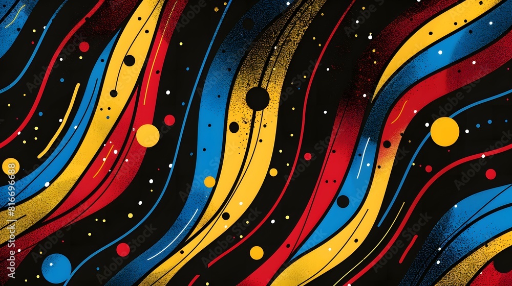 Poster vibrant abstract background art with flowing lines and dots