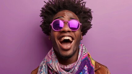 Man with Stylish Purple Sunglasses