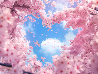 桜のハートフレームで彩る空