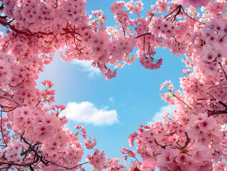 桜のハートフレームで彩る空