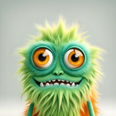 Cute friendly monster created with Generative AI technology.
