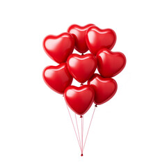 Red balloons isolated on transparent background cutout