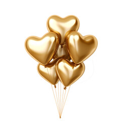 gold balloons isolated on transparent background cutout