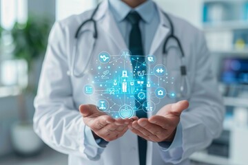 Doctor using digital medical futuristic interface