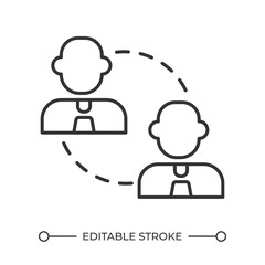 Business to business linear icon. Business partnership. B2b business model. Networking. Internet retail. Thin line illustration. Contour symbol. Vector outline drawing. Editable stroke