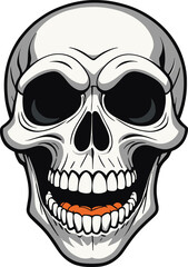 Vector illustration of a cartoon skull set against a white background