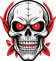 Vector illustration of a cartoon skull set against a white background