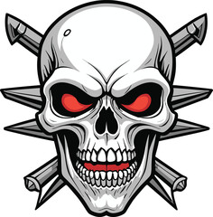 Vector illustration of a cartoon skull set against a white background