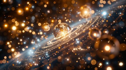 Naklejka premium a yellow galaxy with a ring 