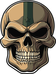 Vector illustration of a cartoon skull set against a white background