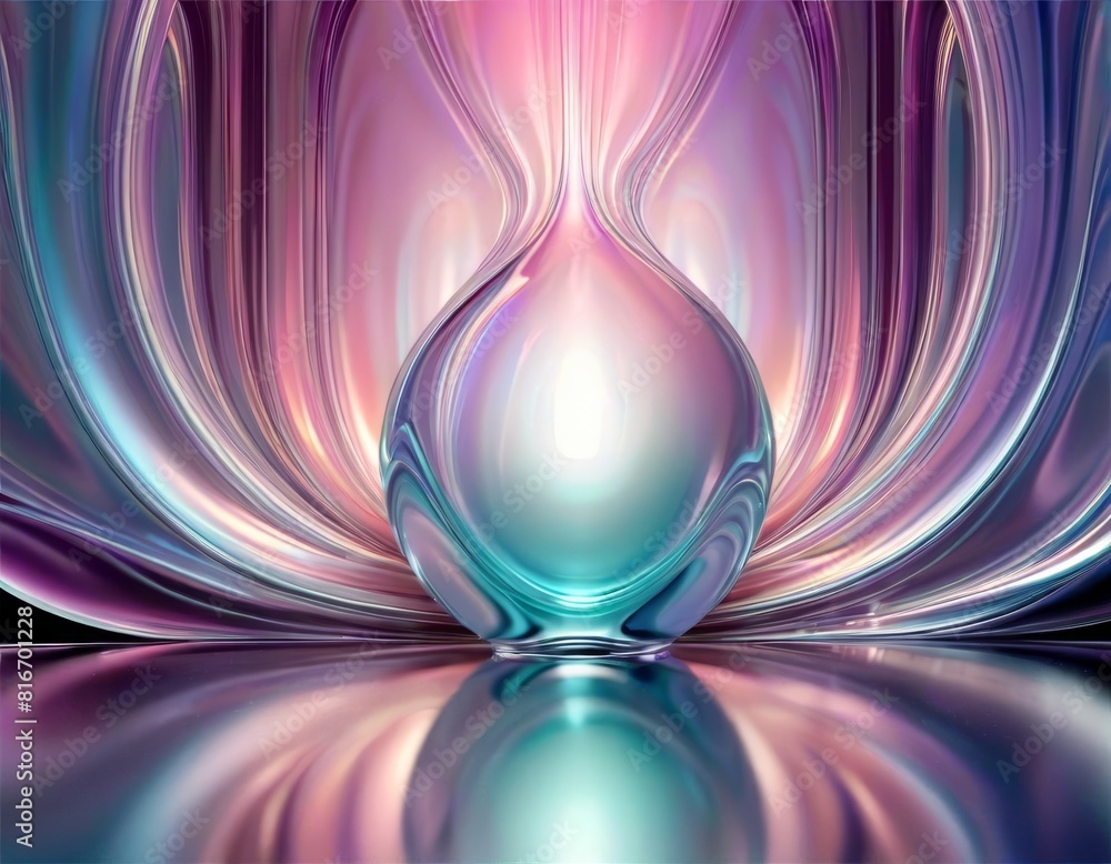 Poster a digital artwork of a glass orb centered amidst vibrant pink and teal swirls, creating a mesmerizin