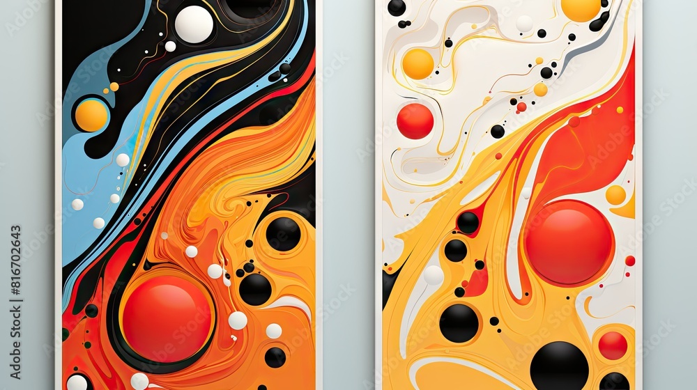 Aufkleber abstract colorful liquid art design with molten objects and swirling patterns