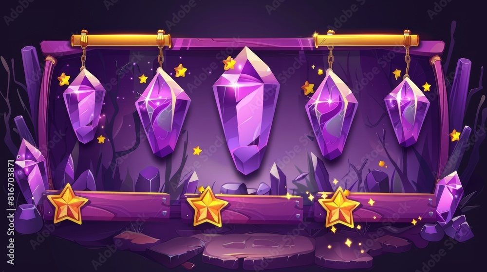 Aufkleber graphics for game ui boards with gold stars, complete level screens, and failed level screens with p