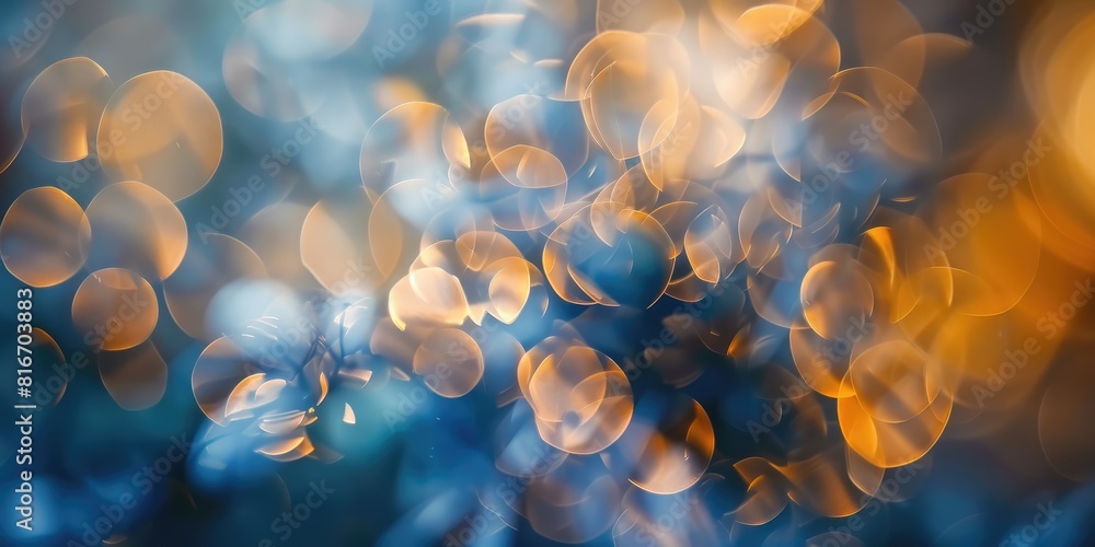 Aufkleber blue and gold abstract background with blurred circles of light aig51a.