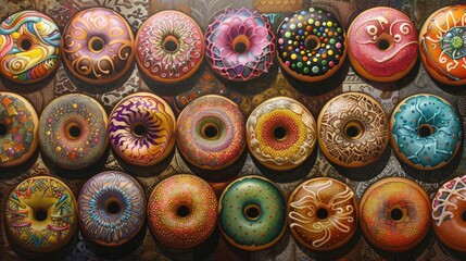 Fototapeta premium Charming artwork of adorned donuts