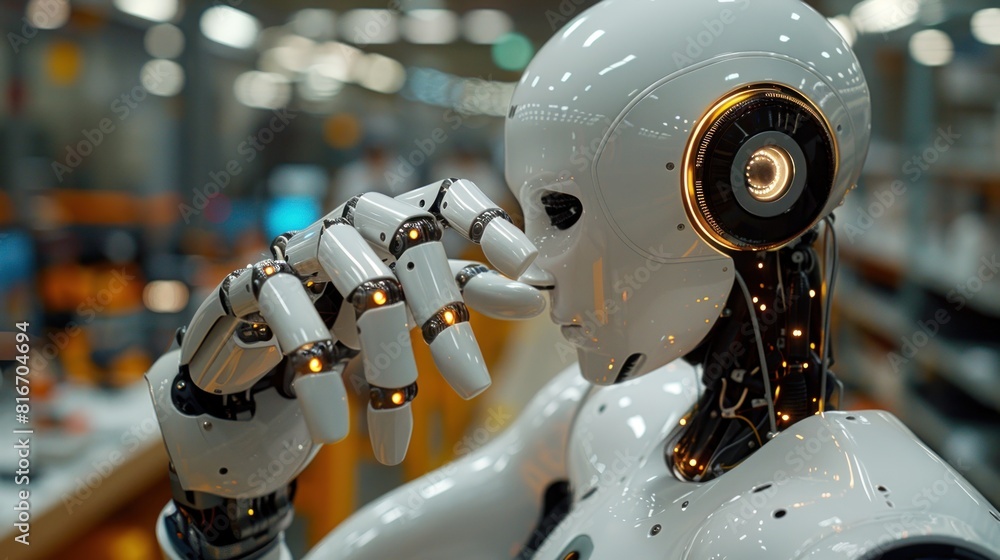 Poster futuristic robot from the future, equipped with cutting-edge artificial intelligence technology