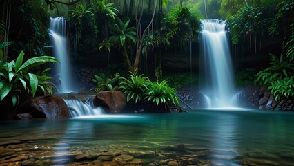 waterfall in the forest background