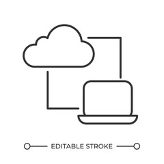 Cloud storage linear icon. Secure storage. Access to online storage. Internet technology integration. Thin line illustration. Contour symbol. Vector outline drawing. Editable stroke