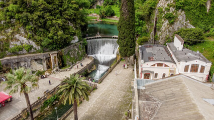 the hydroelectric dam on the Psyrtskha River in New Athos.