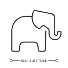 Elephant linear icon. Animal illustration. Nature conservation symbol. Wild animal. African elephant. Thin line illustration. Contour symbol. Vector outline drawing. Editable stroke