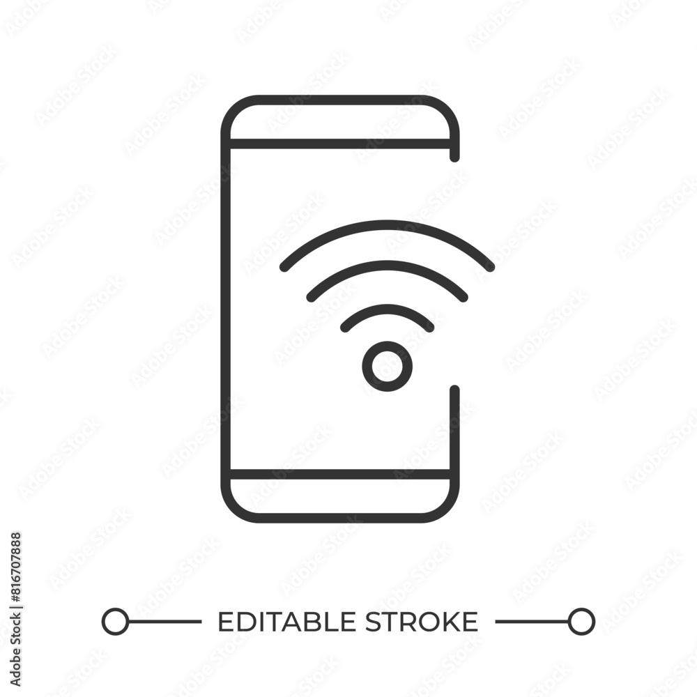 Poster mobile internet linear icon. wireless connection to internet. digital communication. smartphone inte