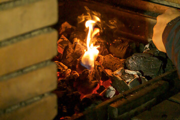Barbecue with fire