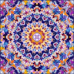 Abstract Kaleidoscope with geometric pattern. Kaleidoscopic background design. Hypnotic background. 