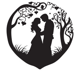 Couple silhouette at Valentine's day