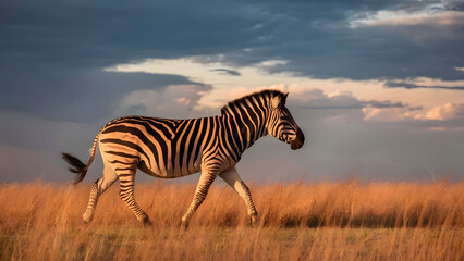 Plains zebra, Equus quagga, in the grassy nature habitat