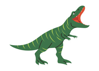 Smiling and roaring dinosaur Tyrannosaurus rex, hand drawn in childish style. Isolated vector illustration