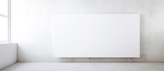 Obraz premium A stunning girl holding a blank board stands alone on a white background leaving plenty of room for a copy space image