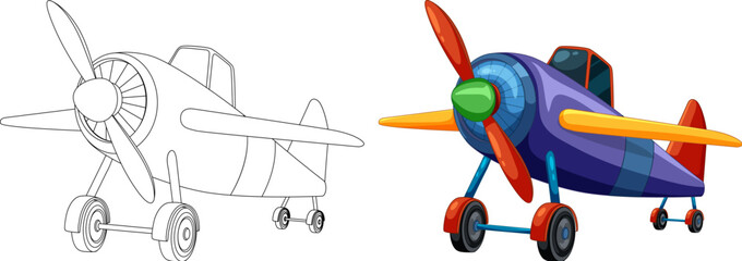 From sketch to vibrant cartoon airplane illustration