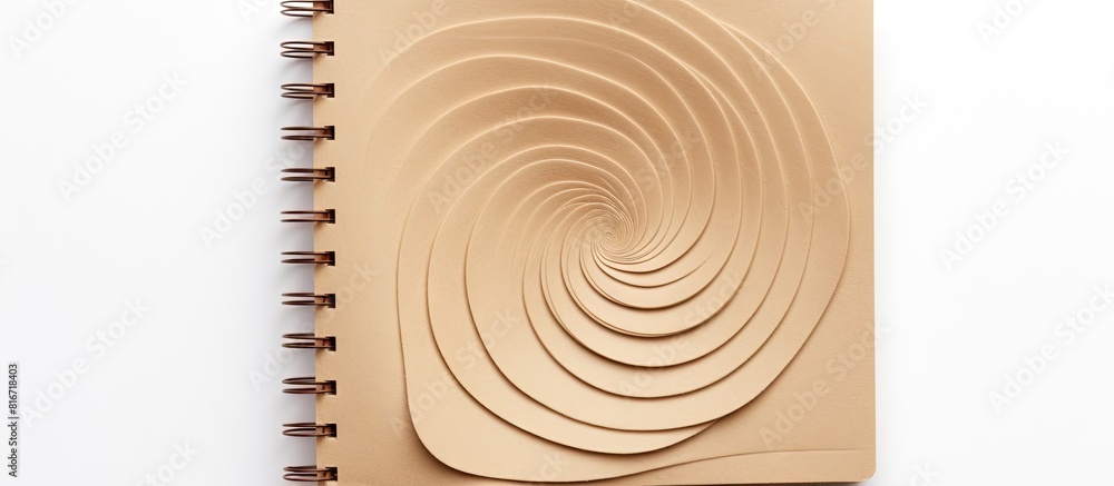 Poster a spiral notepad with blank brown paper on one side isolated on a white background the image provide