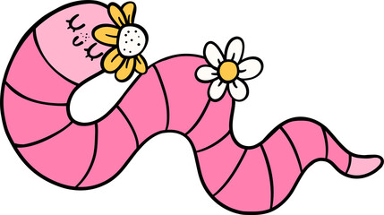 Retro flower power worm