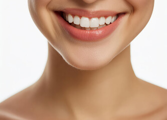 Obraz premium Close up photo of a female face on white background