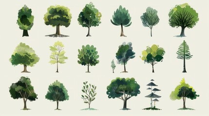 Fototapeta premium collection of tree illustrations 
