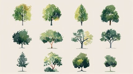 Fototapeta premium collection of tree illustrations 