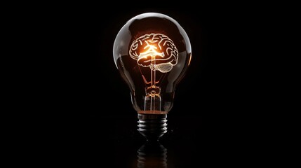 A light bulb, with a brain-shaped core