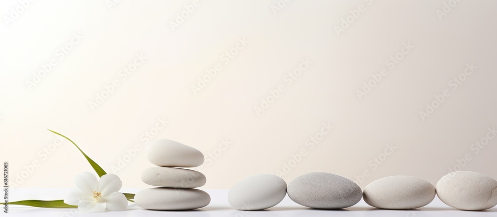 Aufkleber a serene spa themed composition featuring a copy space image of white stones against a light backgro